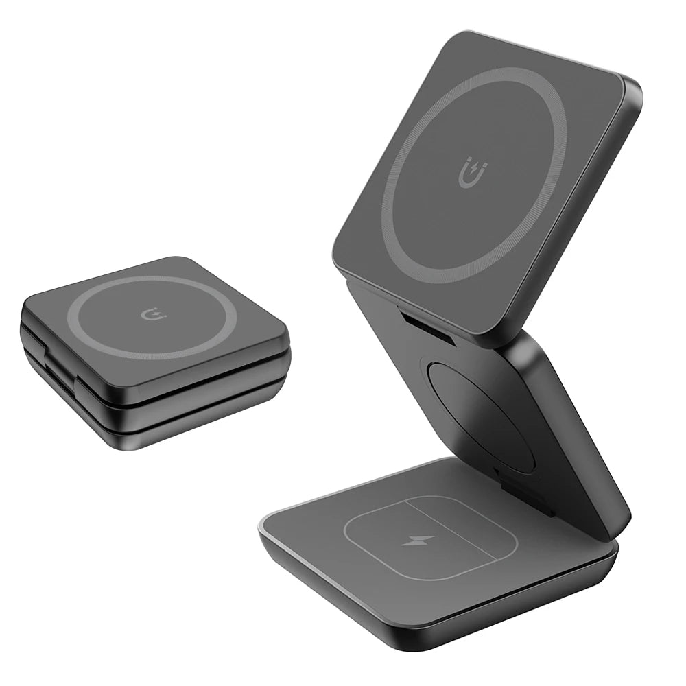 3 in 1 Magnetic Wireless Charger for iPhone Foldable Fast Wireless Charging Station for iPhone 16 15 14 13 12 Charger Stand