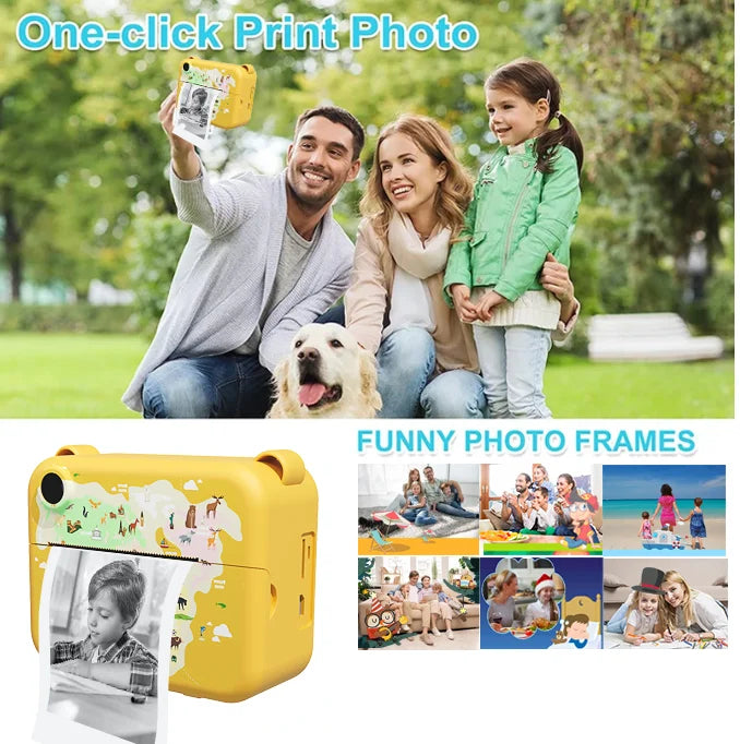 Kids Camera Instant Print 0 Ink Instant Print Photo - Christmas Birthday Gifts for Age 3-8 Girls Boys - Portable Toy