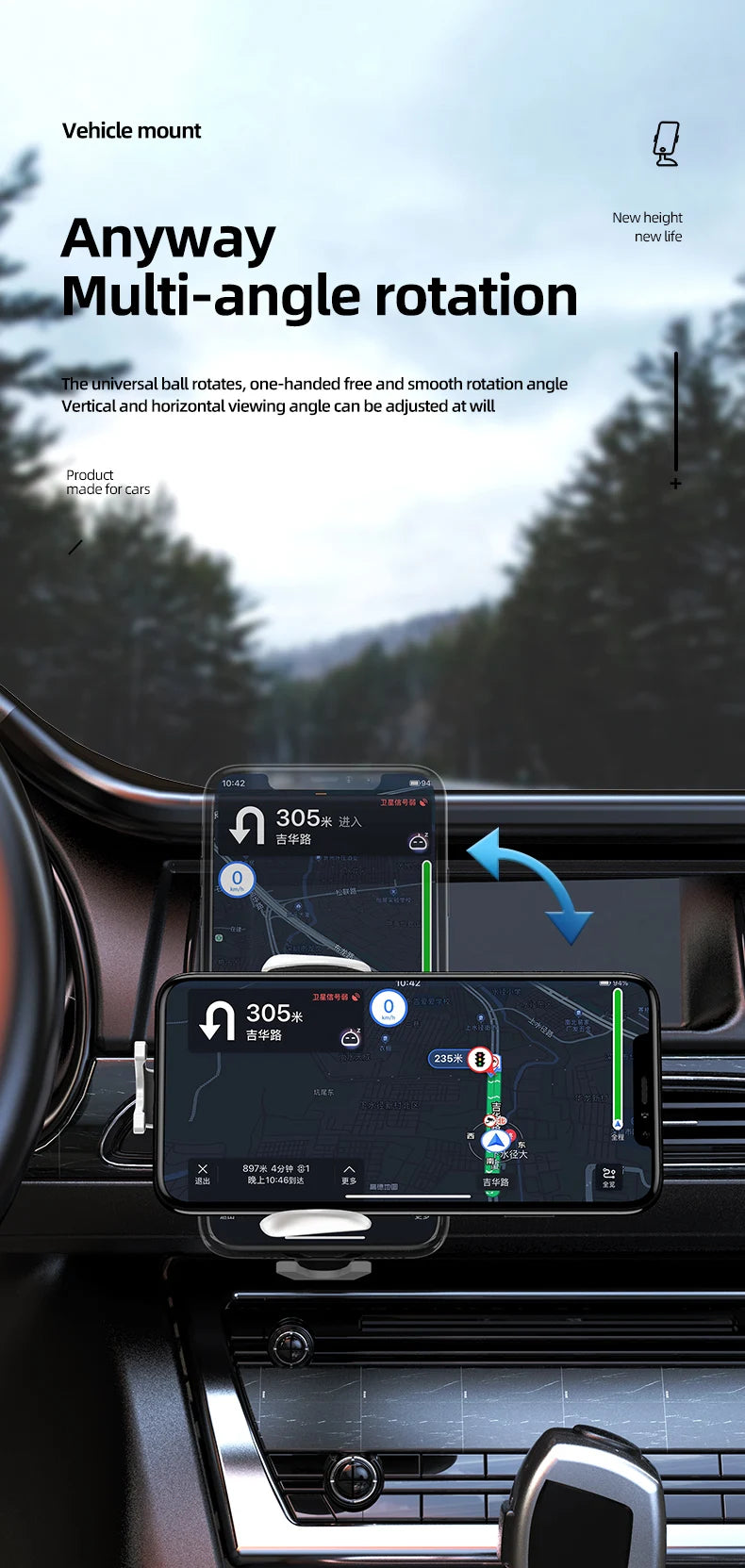 Wireless Charger Car Mount for Air Vent Mount Car Phone Holder Rotating Intelligent Infrared Fast Wireless Charging Charger