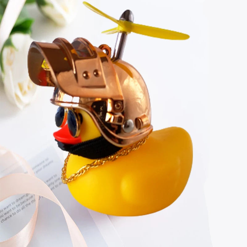 Broken Wind Rubber Duck Motor Accessories Yellow Duck with Helmet Auto Car Accessories Duck In The Car Car Interior Decoration