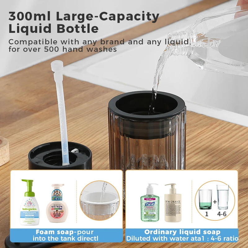 Automatic Foam Soap Dispenser Touchless Rechargeable Electric 3 Levels Adjustable Hand Sanitizer Dispenser for Kitchen and Bathroom