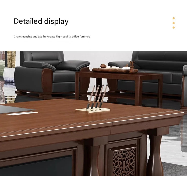 Contemporary Chinese Style CEO Desk Chair Set Luxury Boss Desk For Office Home
