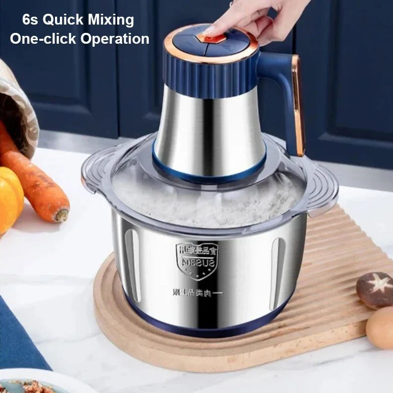 Electric Meat Grinder 5L Stainless Steel Meat Mincer Vegetables Blender, 500W Household Stuffing and Food Processor 5 Speeds