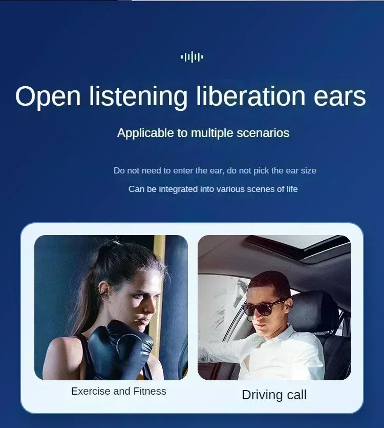 Wireless Ear Clip On Earphone Bluetooth-Compatible 5.3 Noise Canceling HiFi Stereo Headset Clip On Headphone for Running Fitness