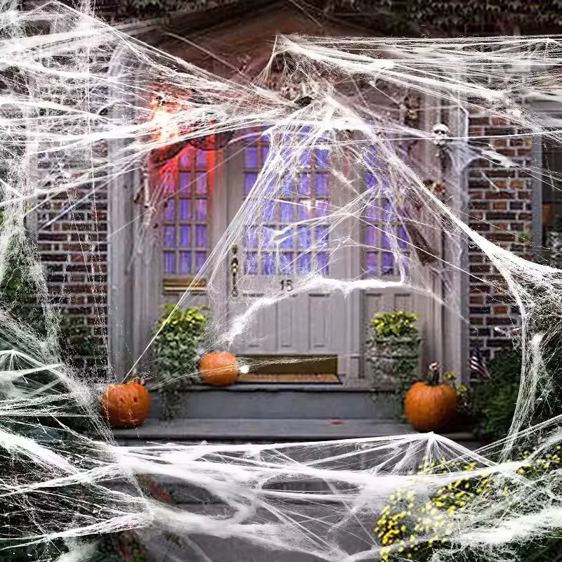 Halloween Decoration White Spider Web Artificial Stretchy Cobweb for Halloween Scary Home Party Scene Props Haunted House Decor