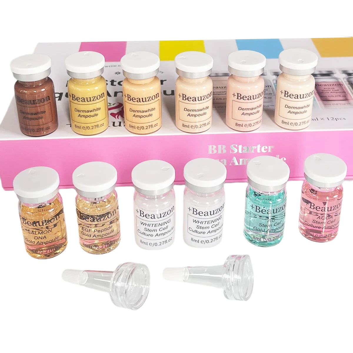 8ml BB Cream Hyaluronic Acid Facial Glow Serum Ampoule Essence Peptide Moisturizing Foundation Skin Rejuvenation Care Beauzon