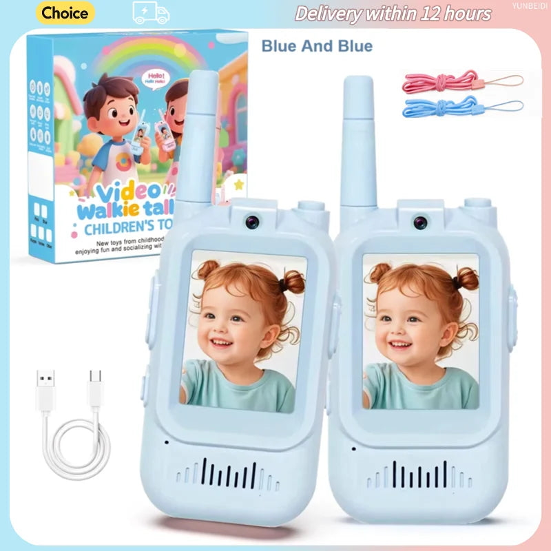 2PC Kids HD-Video Walkie Talkies 3 Styles Intercom USB Charging Indoor Outdoor Boys Girls Age 3+ for Child's Toys Birthday Gifts