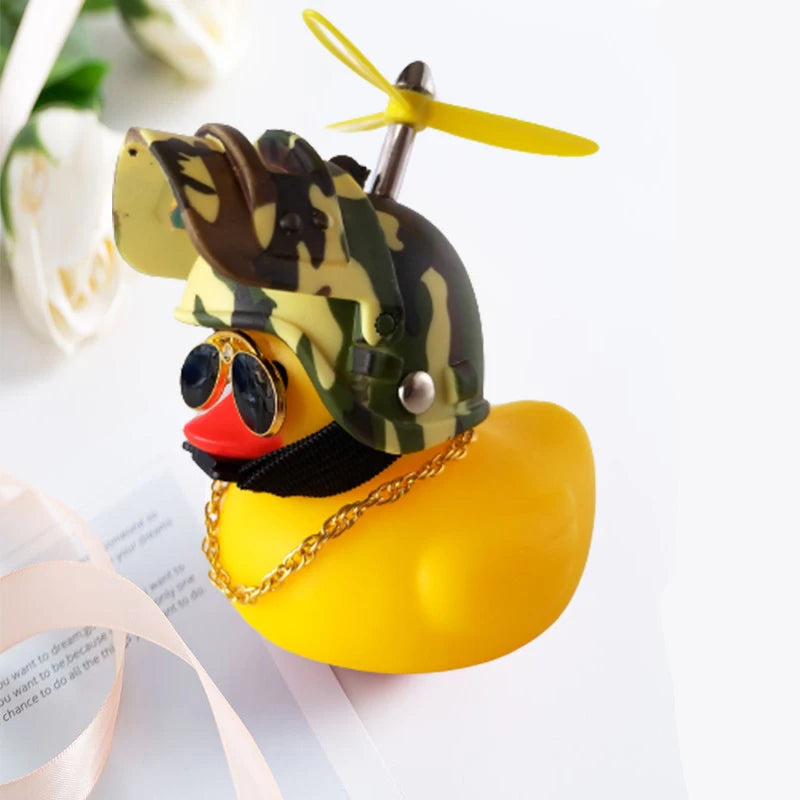 Broken Wind Rubber Duck Motor Accessories Yellow Duck with Helmet Auto Car Accessories Duck In The Car Car Interior Decoration