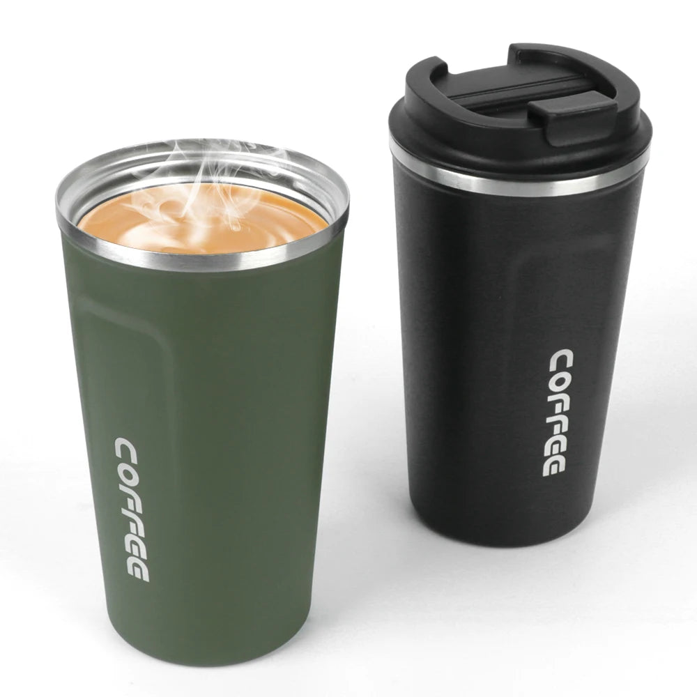 380/510ML Double‑Wall Stainless Steel Insulated Coffee Mug, Leak‑Proof Car Travel Tumbler for Home Outdoor Tea Water Drinking