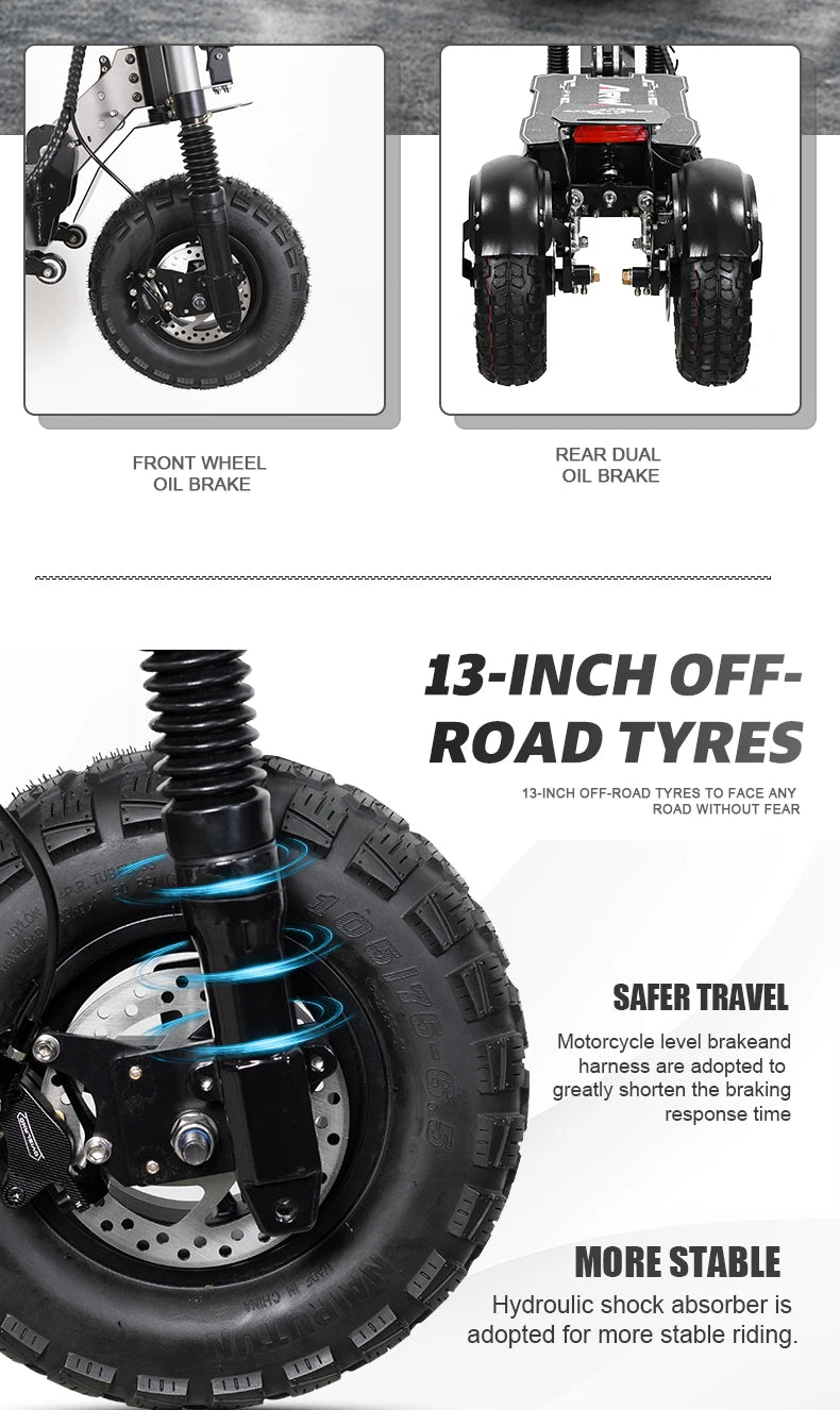 MT30 13-inch Off-road Three-wheel Electric Scooter 50-70 Km