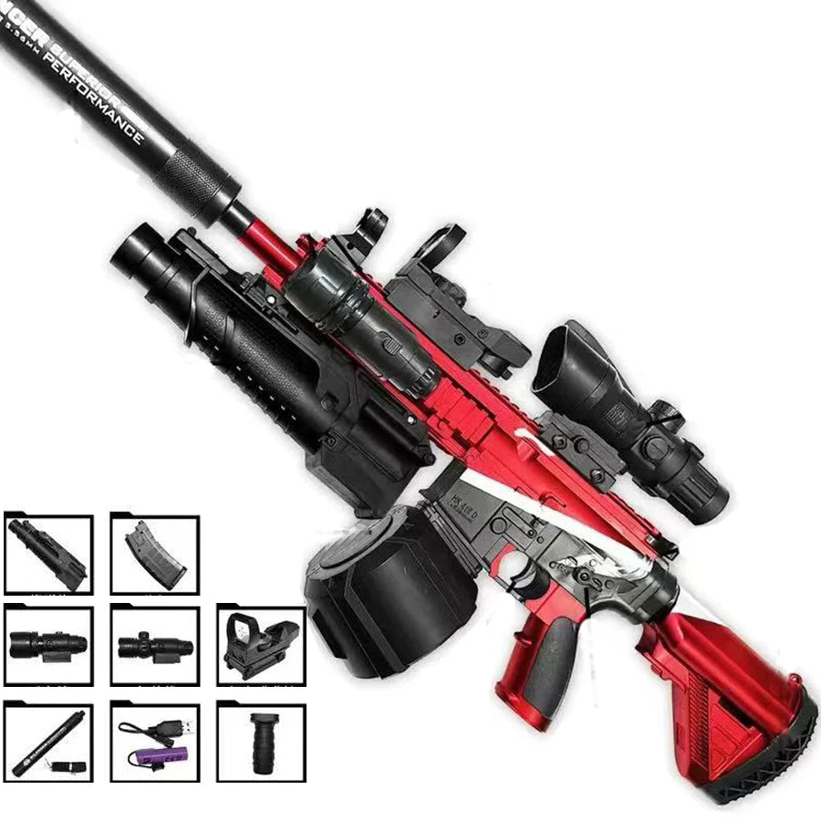 416 Fully Equipped Manual-Automatic Toy Gun That Can Fire 7-8mm Hydrogel Bullets, Boy's Toy with Manual Infrared Feeding Style, New Year Gift