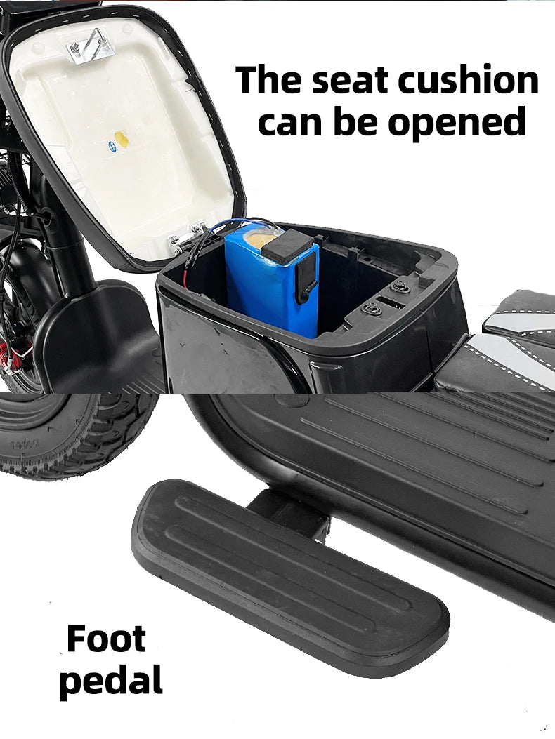 Electric Bike 16” Delivery Electric Bicycle Manufacture 800W 60V Lithium Battery Black E-bike