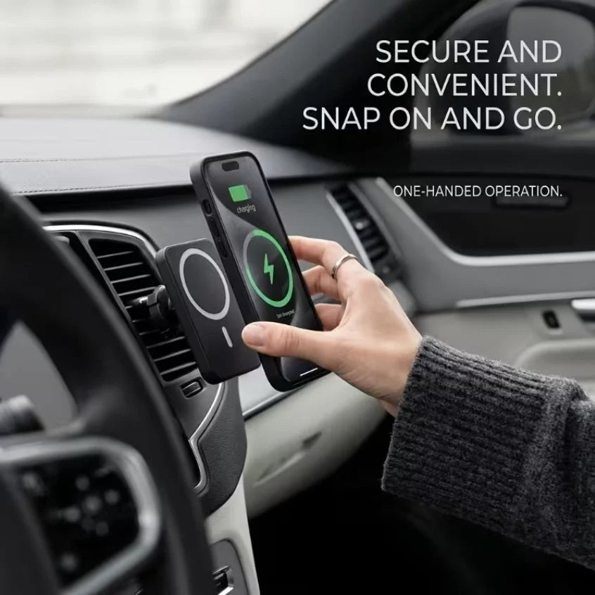 15W Compatible Magnetic Wireless Charger, Magnetic Car Wireless Charging Mount Holder For iPhone 17/16/15/14/13/12 All Mobile Se