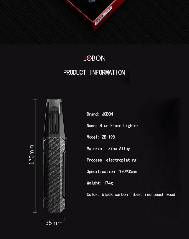 JOBON Kitchen BBQ  Cigar Big Jet Flame Turbo Torch Fire Lock Adjust Refill Lighter Without Butane Gas