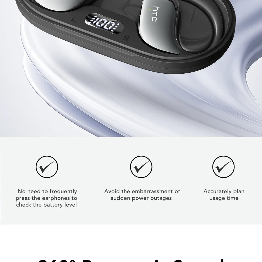 【HTC NE57】 Bluetooth V6.0 Earphones AI Translator Earbuds OWS Sport Wireless Headphones Comfort Earhooks Long Life with Mic