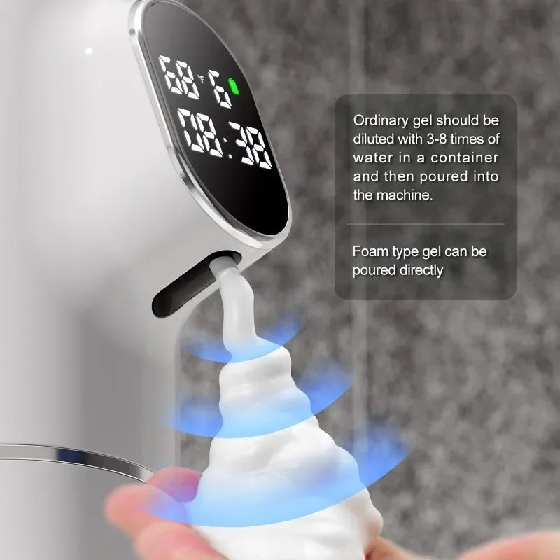 Automatic Foam Soap Dispenser with LED Display - 2-in-1 USB Charging Wall & Desktop Use Dispenser Sabao Automatico