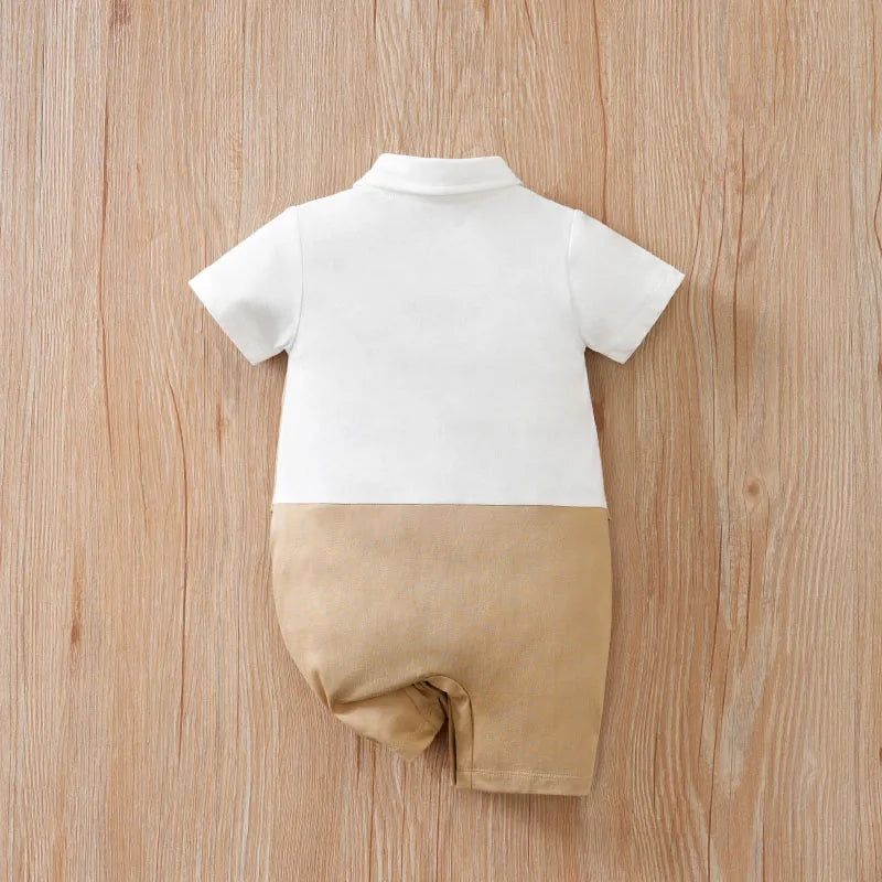 0-18 Baby Bodysuit Gentleman Style Handsome Formal Cotton Comfortable Soft Boys And Girls Summer Short Sleeved Newborn Clothes