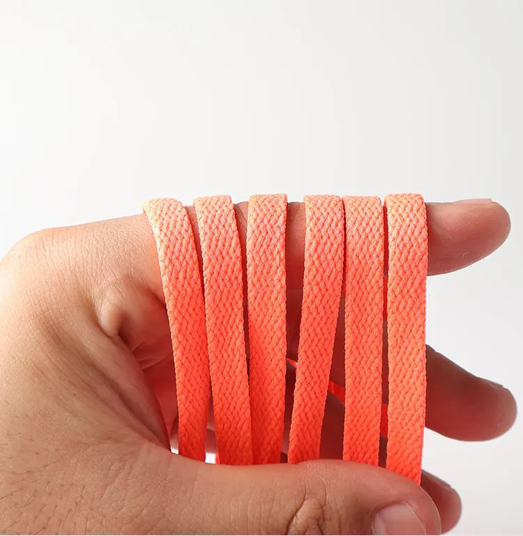 HIBERNI Flat Shoelaces for Sneakers/Adidas/Nike - 120cm/140cm Red/Orange/Hot Pink | Soft & Vibrant Laces for AF1 Shoes 1Pair