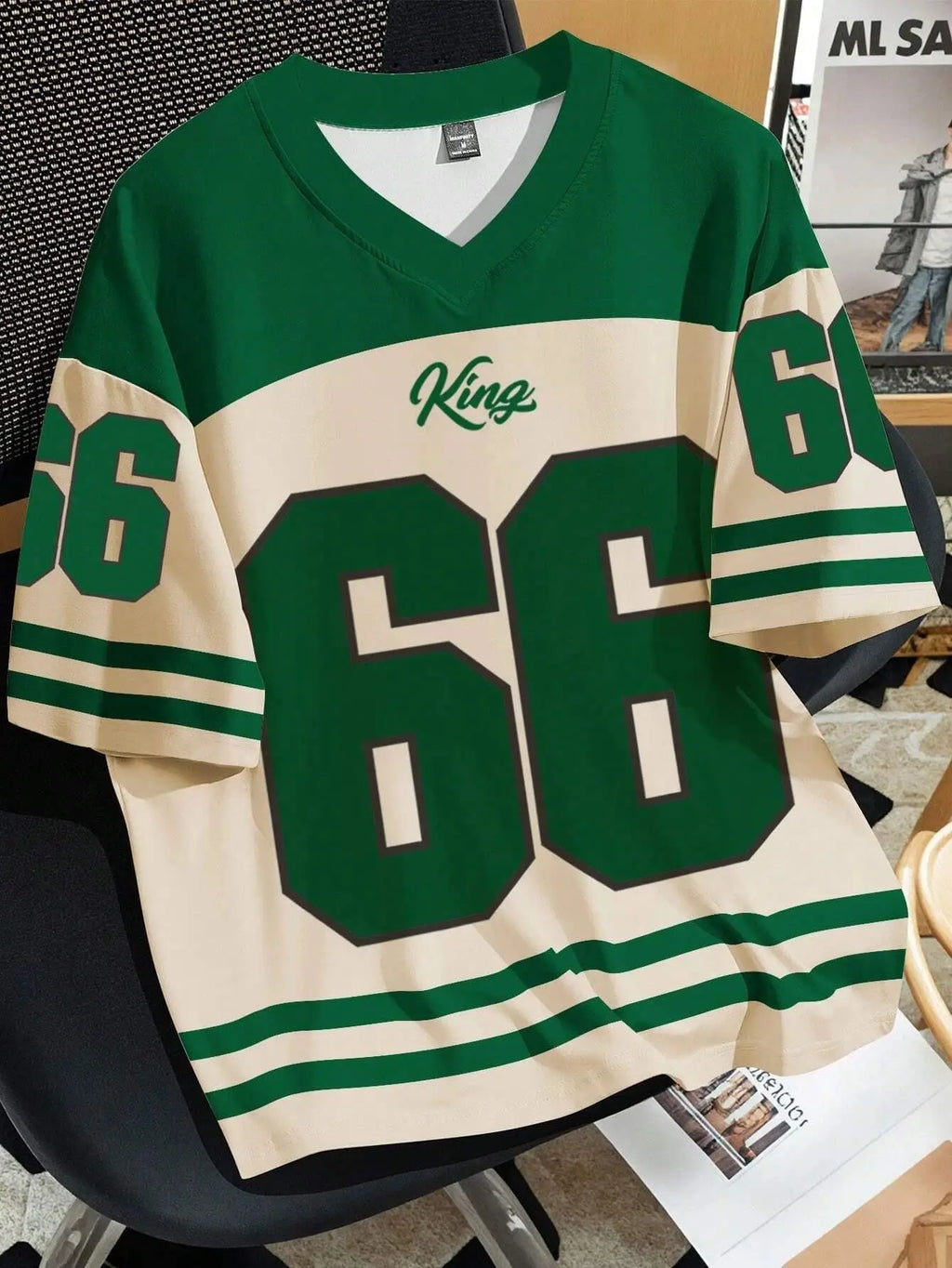 2025 Summer new men's 66 Letter King Printed T-shirt Men's short sleeve sportswear Football T-shirt Vintage T-shirt men's clothi