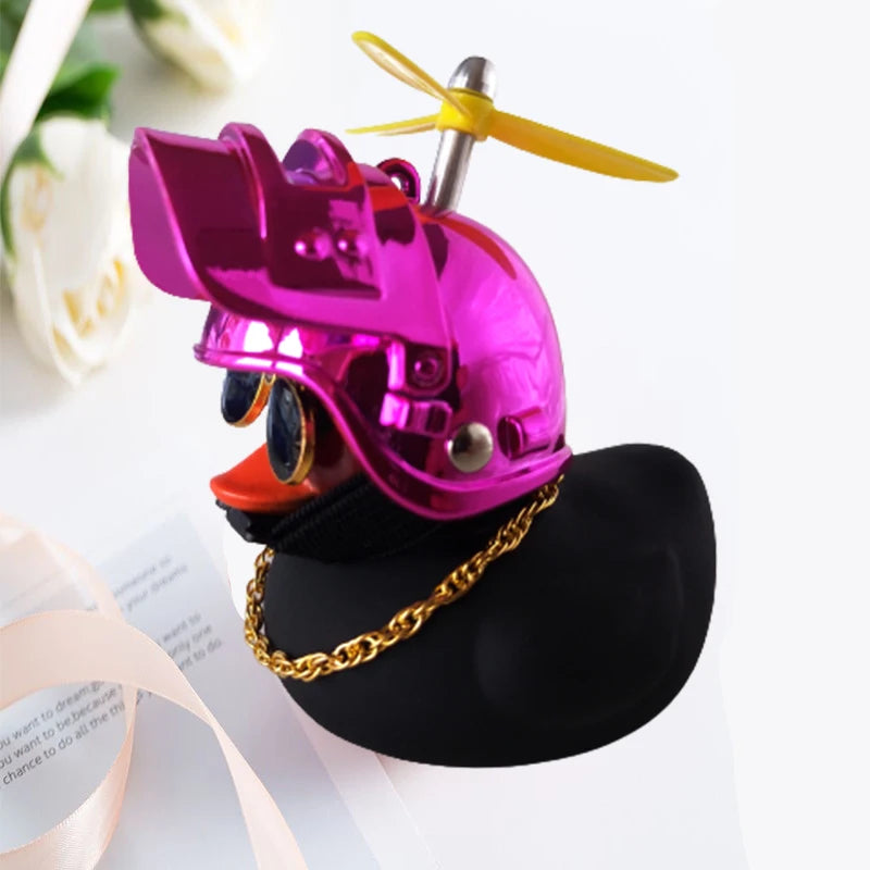 Broken Wind Rubber Duck Motor Accessories Yellow Duck with Helmet Auto Car Accessories Duck In The Car Car Interior Decoration