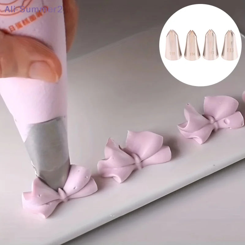 {Summer2} #112 #113 #114 #115 Leaf Shape Piping Nozzle 4 Pcs Set Pastry Icing Tips For Cake Cream Decorating Baking DIY
