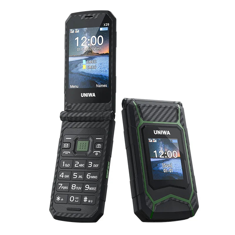UNIWA X29 Old Man 2G Flip Mobile Phone GSM Senior Big Push-Button Flip Phone Dual Sim FM Radio Russian Arabic Keyboard Cellphone