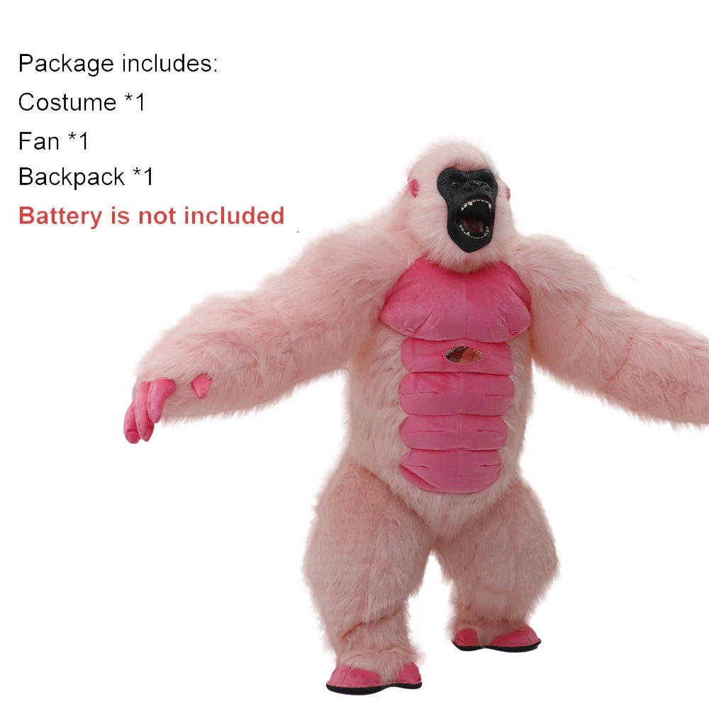 SAYGO Inflatable Multi Color King Kong Adult Cosplay Halloween Costume Plush Animal Mascot Carnival Dress Set Fur Gorilla Set