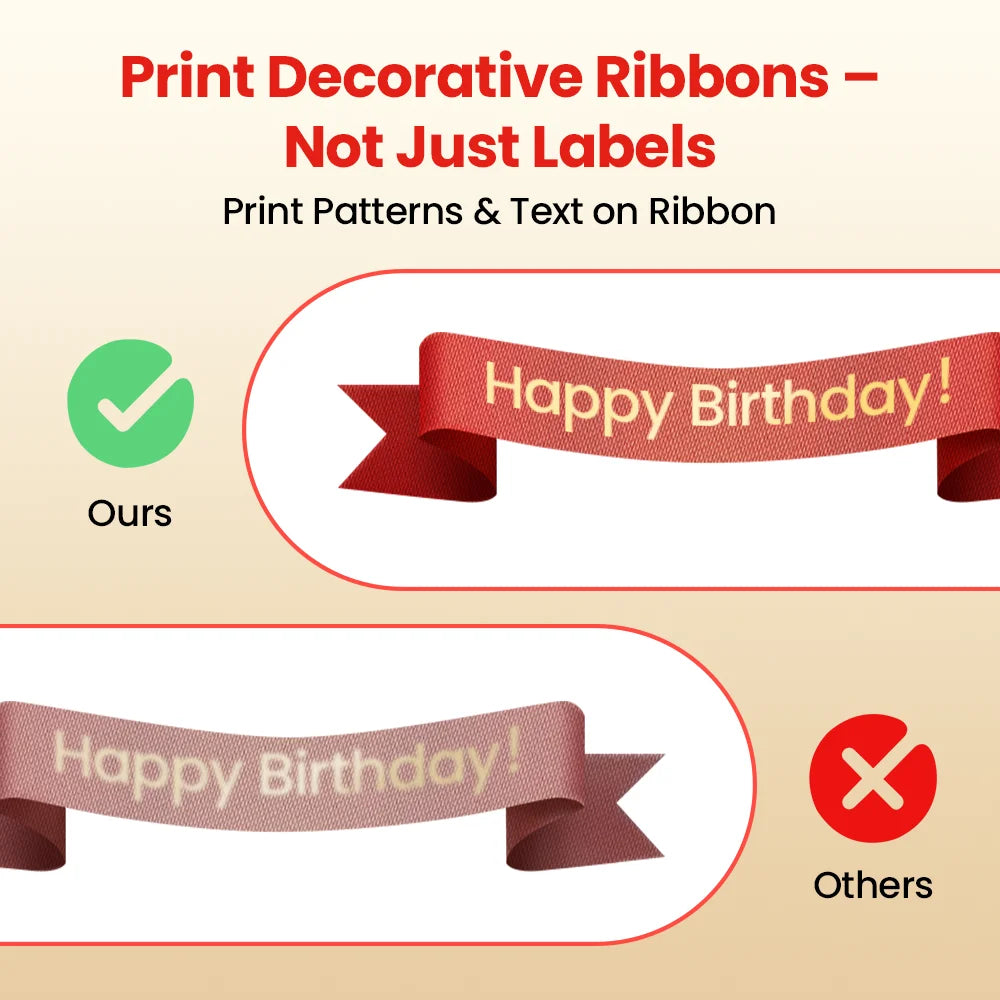 Phomemo A30 Ribbon Label Printer Bluetooth Portable Mini Sticker Printer Rechargeable for Gift Wrap Decorations, Cloth Name Tag
