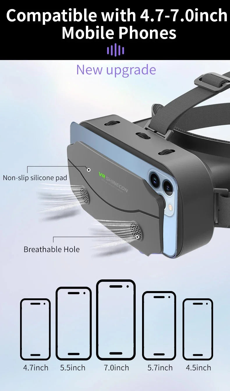 Shinecon Viar 3D VR Glasses Virtual Reality Device Helmet Lenses Headset Goggle Smart For Smartphone Cell Phone Mobile Realidade