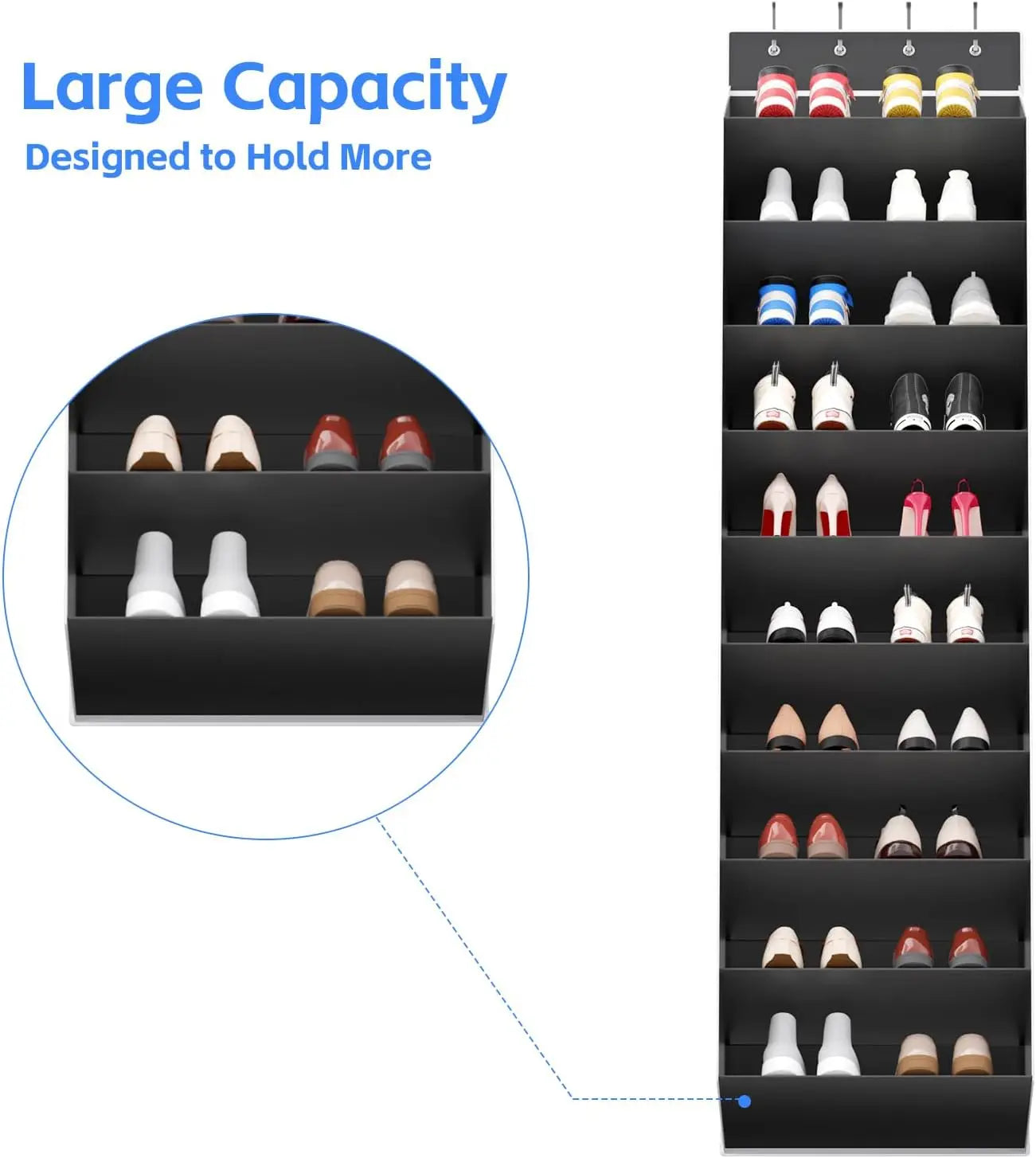 10 Tiers Large Over the Door Shoe Organizer Hanging Shoe Rack with Deep Pockets for Storage Door Storage Solution
