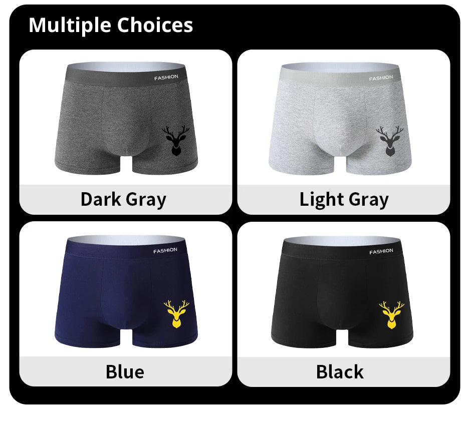 4pcs Boxer Men's Underwear, Soft Sports Breathable Four-Season Men's Underwear, Trendy Fashion Pop Print Boxer Underwear