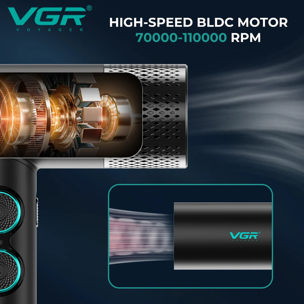 VGR Hair Dryer Professional Hot and Cold Adjustment 110000 RPM Blow Dryer Brushless Motor Hair Styling Blow Dryer Machine V-401