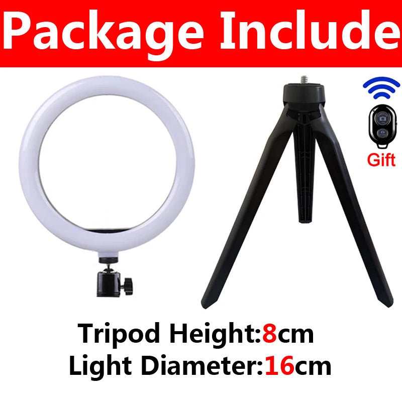 LED Selfie Ring Light Portable Photography 12 inch Fill Lighting Lamp With Tripod & Remote control For Youtube Tiktok Video Live