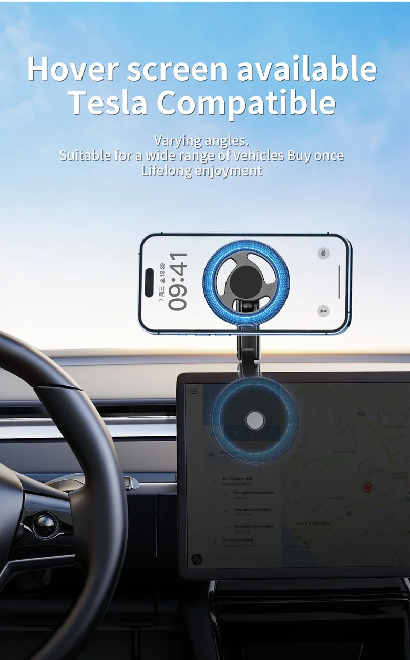 Universal Metal Car Magnetic Semiconductor Cooling Phone Holder RGB Light 3 Level Adjustable for iPhone 16 15 14 13 12 Samsung