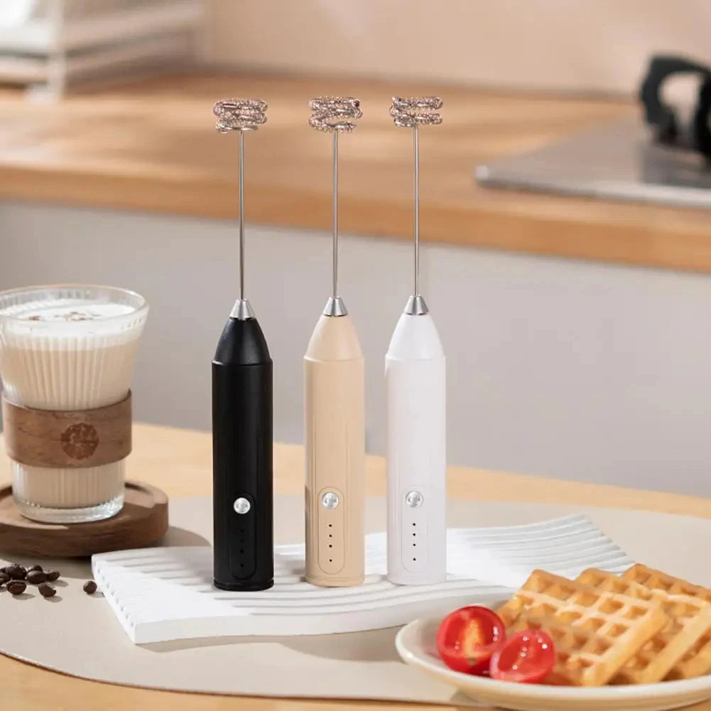 1 electric milk coffee mixer, egg beater, milk frother, 3-speed rechargeable handheld kitchen jam cake cream maker