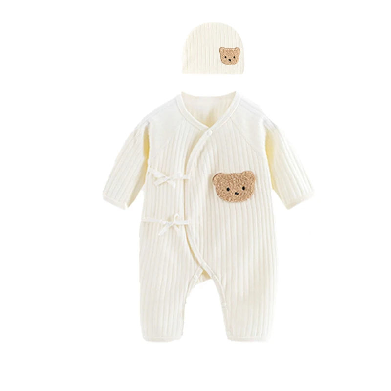 Somenie Infant Knitting Jumpsuit 100% Cotton Long Sleeve Romper One Piece Outfit for Boys & Girls Newborn Baby 4 Seasons Wear