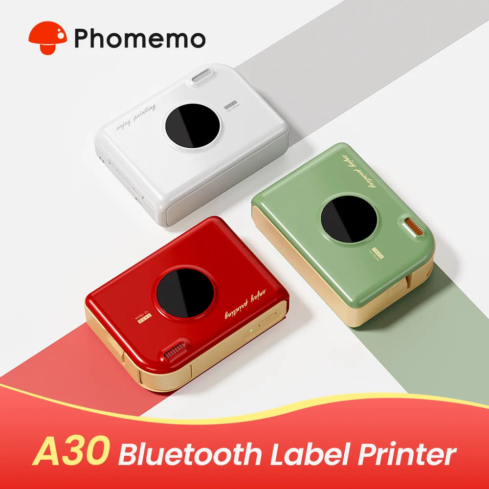 Phomemo A30 Ribbon Label Printer Bluetooth Portable Mini Sticker Printer Rechargeable for Gift Wrap Decorations, Cloth Name Tag