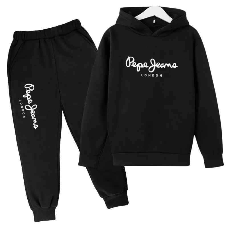 Leisure Letter Print 2pcs Hoodie+Pants Tracksuits 3-13 Years Boys Girls Spring Autumn Outfits Streetwears Children Clothes