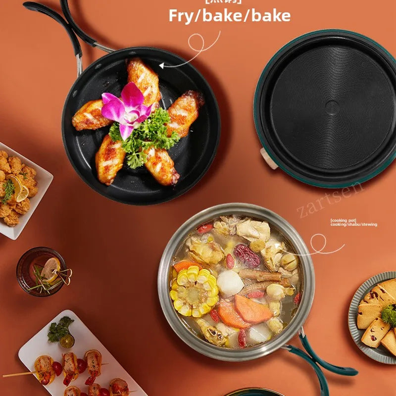 Electric Cooking Pot Foldable Hotpot Portable Multicooker Split Type Rice Cooker Electric Frying Pan Home Travel 1.6L