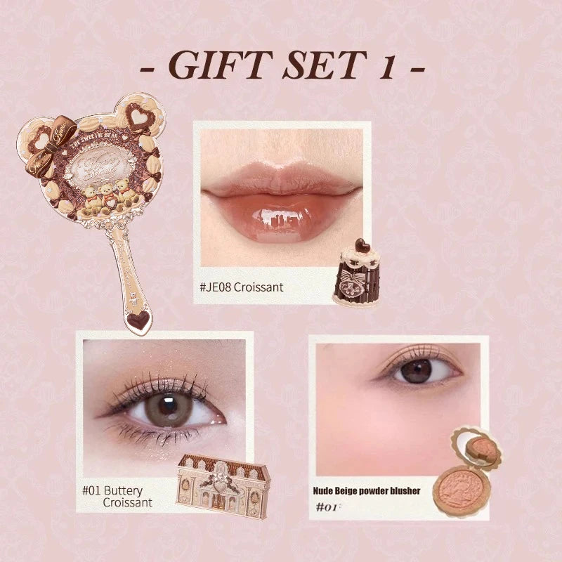 Flower Know Sweetie Bear Makeup Set Shimmer Matte Blush Lipstick Kit