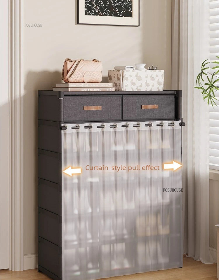 Multi layer Shoe Rack with Drawer for Entryway Hallway Storage Durable Metal Frame Indoor Organizer Space Saving Hanger Unit