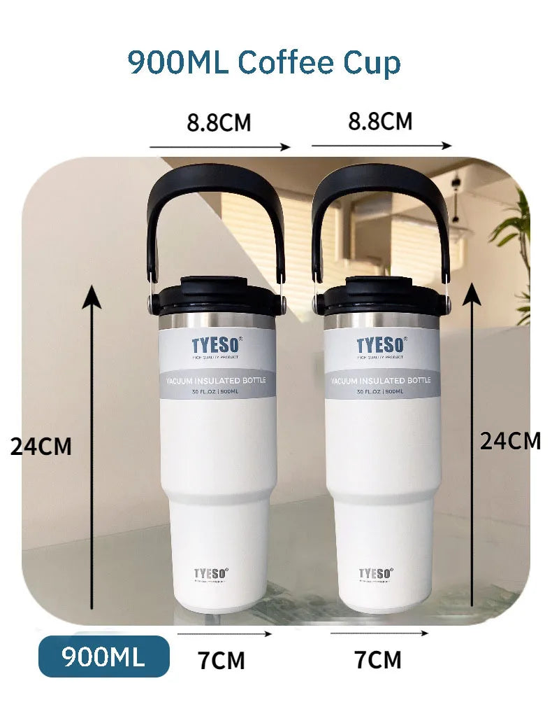 TYESO Large Capacity Stainless Steel Thermo Bottle Car Coffee Cup Keep Cold and Heat Thermal Mug Sport Water Bottle Vacuum Flask
