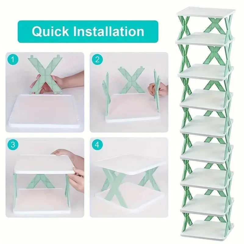 9-Tier Vertical Shoe Rack - Space-saving Tall & Narrow Design for Entranceways, Easy to Assemble Home Organization Storage