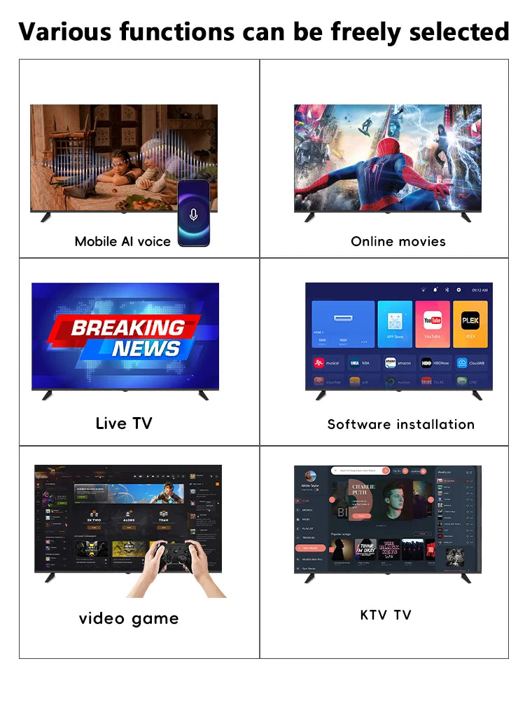 QLED 4K Smart TV Android 11 Global Version 120Hz 43 55 65 75 85 Inch UHD Frameless LED Television WiFi Netflix for Home & Hotel