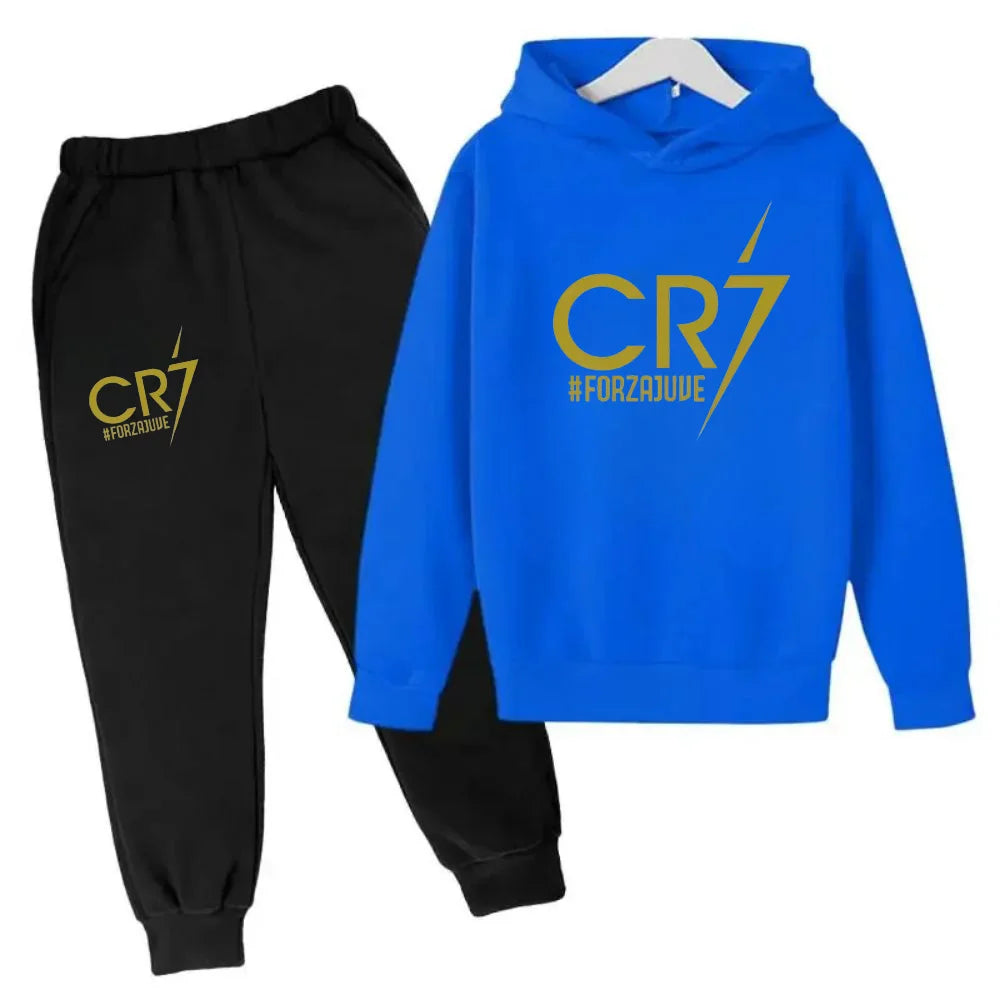 Ronaldo CR7 Print Football Idol Clothing Children Hoodie 2pcs Set Pants Suit Kids Boys Tracksuit Girls Clothing Sport Tracksuits