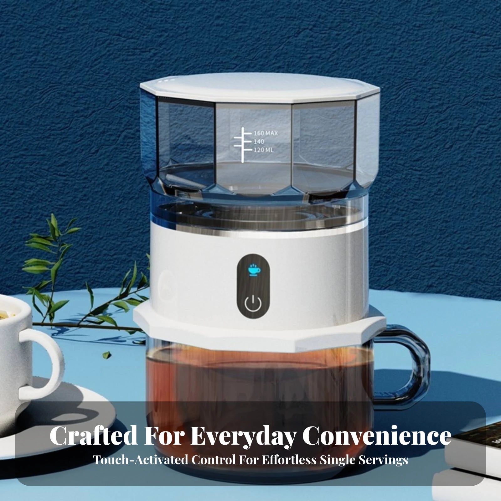 Mini Coffee Maker with Cup Portable Pour-over Coffee Brewer Appliance Small-Space Removable for Travelers, Travel, Office