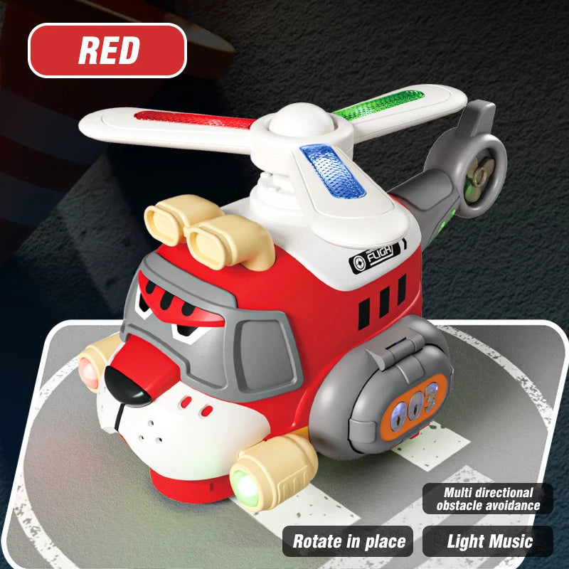 Tiger Helicopter Toy Electric 360° Rotating Aircraft with Lights Sound Bump and Go Plane Toy for Boy 3-6 Christmas Birthday Gift