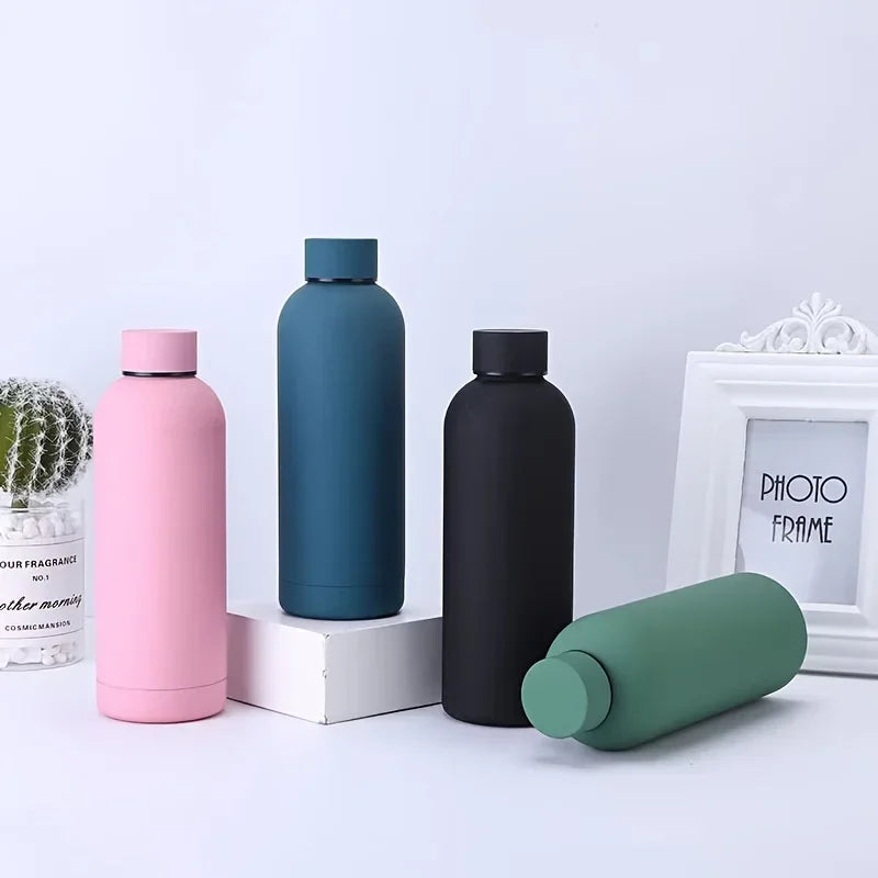 500ml Insulated Bottle Solid Color 304 Stainless Steel Jug with Lid Large Capacity Ice Coffee Cup Portable for Driving Travel