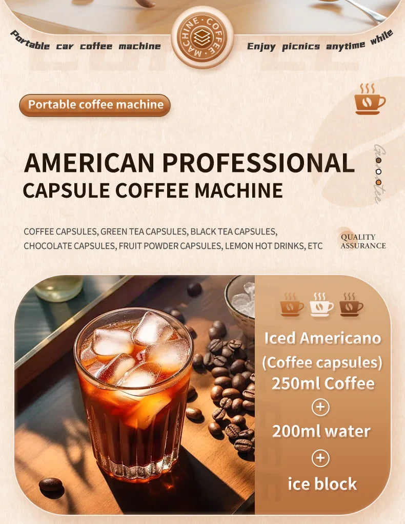 Electric Portable Coffee Maker Capsule Grind-and-Brew Compatible with Ground Coffee K-Cup Pods Single Cup Coffee Maker