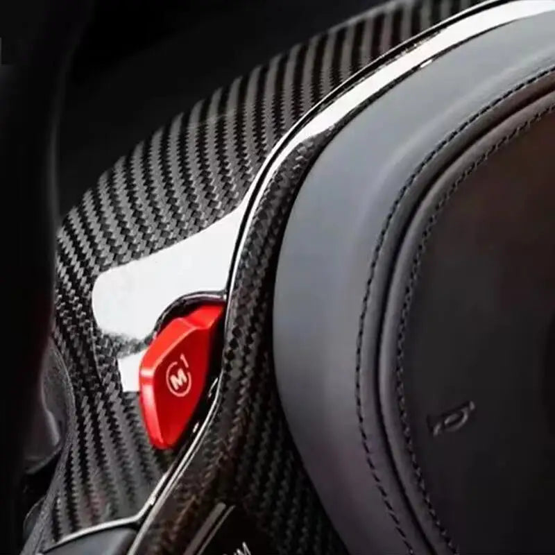 FitFor BMW M2 M3 M4 G87 G80 G82 Carbon Fiber Car Steering Wheel Panel Decoration Cover Trim Frame